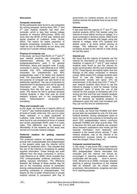 Pattern of computer and internet use among medical students in ...