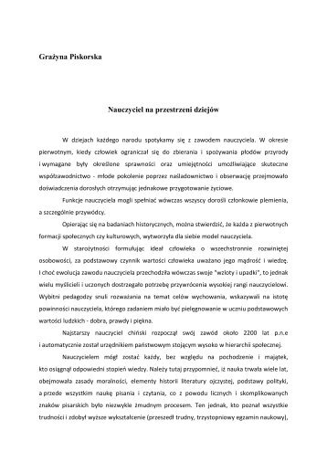 Nauczyciel na przestrzeni dziejów (Grażyna Piskorska PCDZN)