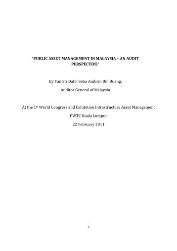 âPUBLIC ASSET MANAGEMENT IN MALAYSIA â AN AUDIT ...