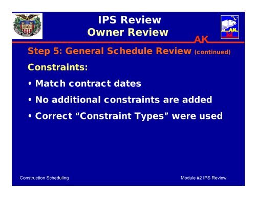Module #2 Baseline / Initial Project Schedule (IPS) Review - SAME ...