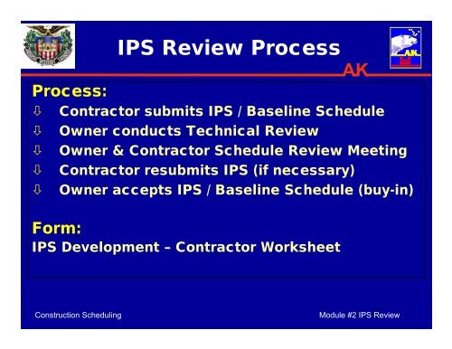 Module #2 Baseline / Initial Project Schedule (IPS) Review - SAME ...