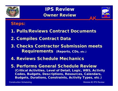 Module #2 Baseline / Initial Project Schedule (IPS) Review - SAME ...