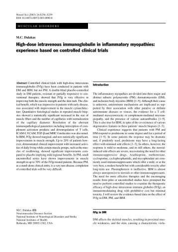 High-dose intravenous immunoglobulin in inflammatory myopathies ...