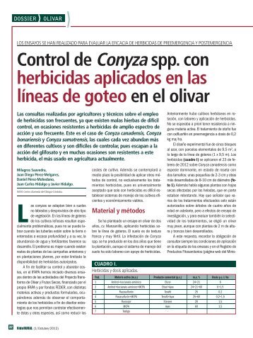 Control de Conyza spp. con herbicidas aplicados en las lÃ­neas de ...