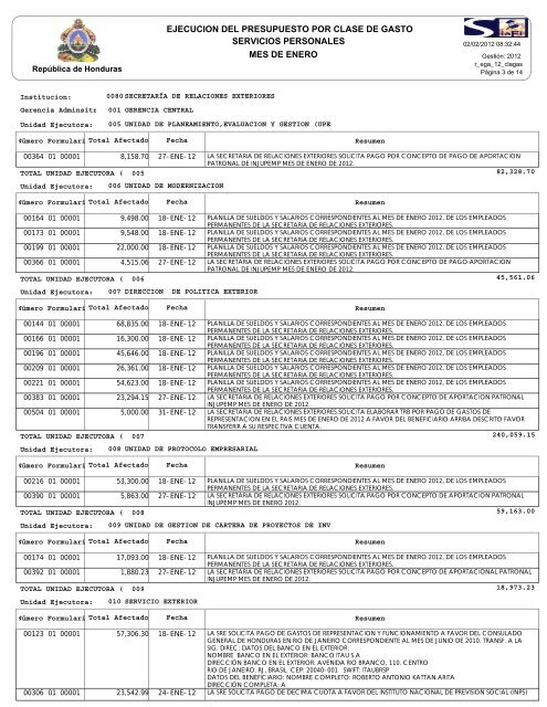 enero - SecretarÃ­a de Relaciones Exteriores de Honduras