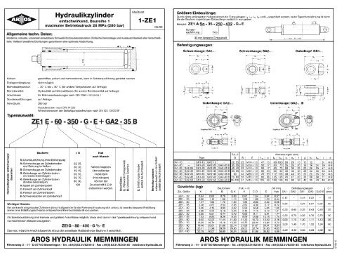 Baureihe 1-ZE1 - Aros Hydraulik GmbH