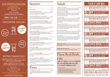 Starters Salads VOUCHERS Pasta Pizza Meal ... - Bistro Bianconi