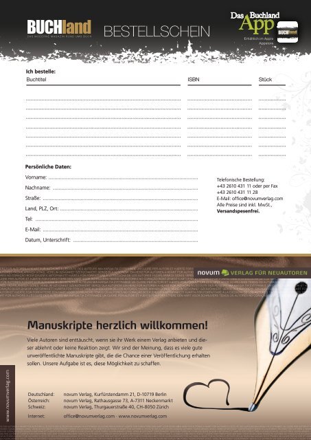 Manuskripte herzlich willkommen! - Novum Verlag