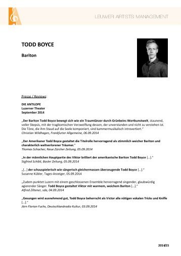 TODD BOYCE - leuwer artists management