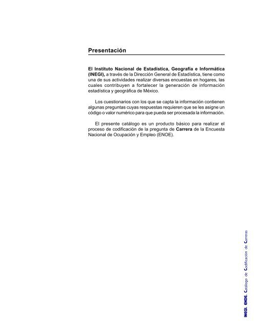 Catalogo de Codificación de Carreras - Inegi