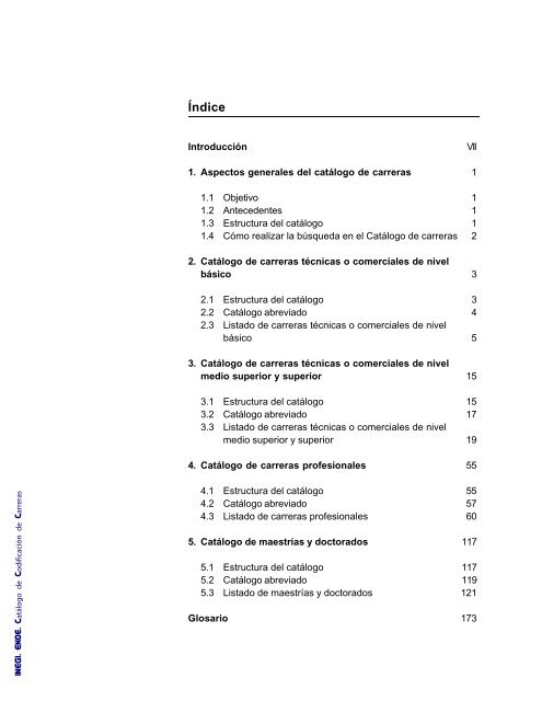 Catalogo de Codificación de Carreras - Inegi