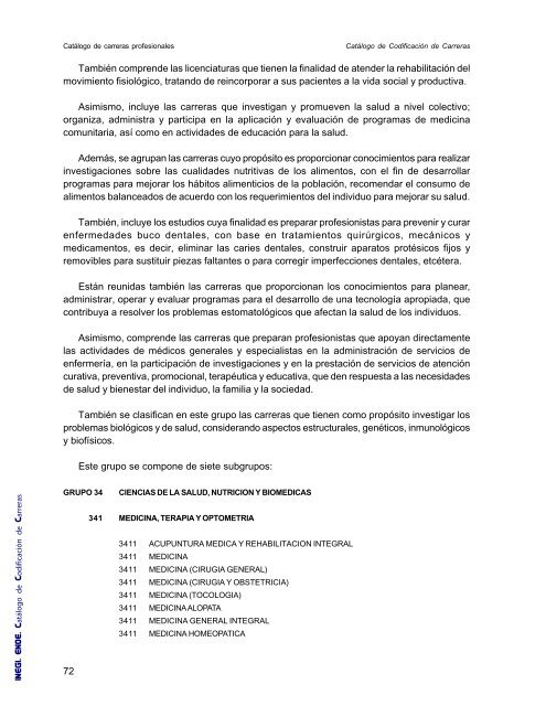 Catalogo de Codificación de Carreras - Inegi