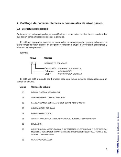 Catalogo de Codificación de Carreras - Inegi