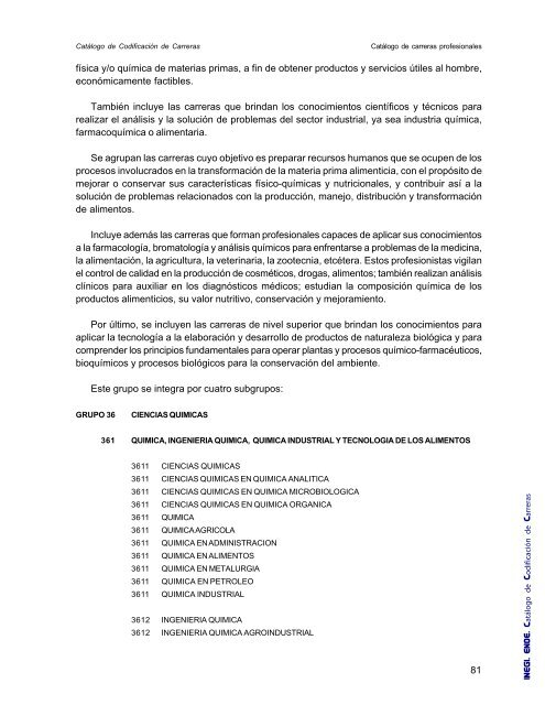 Catalogo de Codificación de Carreras - Inegi