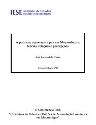 A pobreza, a guerra e a paz em MoÃ§ambique: teorias ... - IESE