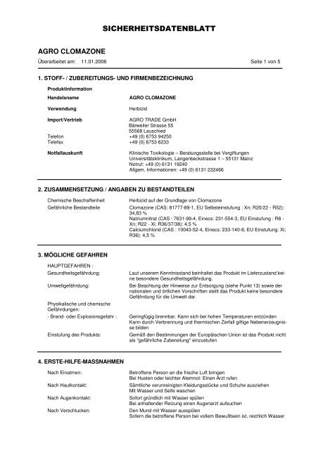 agro clomazone - Zorn GmbH