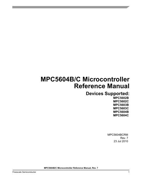 MPC5604B/C Microcontroller Reference Manual