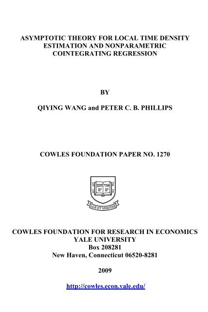 ASYMPTOTIC THEORY FOR LOCAL TIME DENSITY ESTIMATION ...