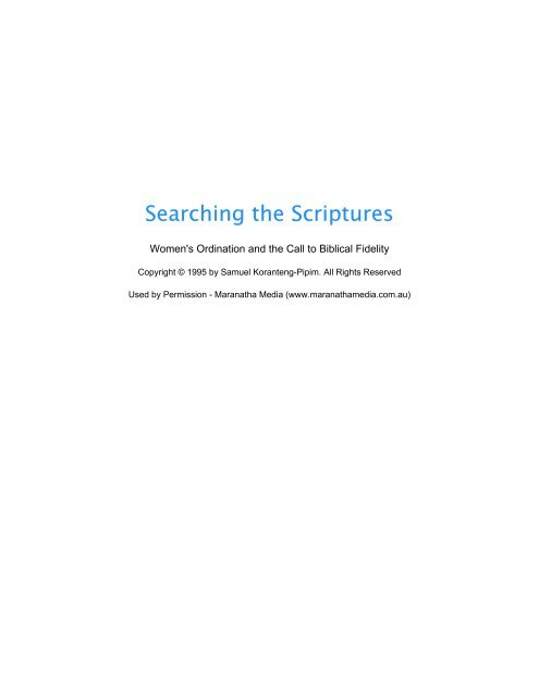 Searching the Scriptures - Samuel Pipim