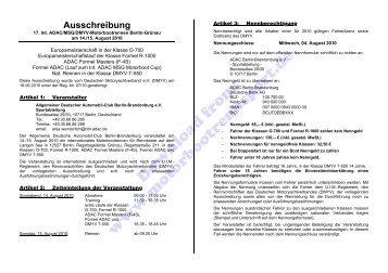 Ausschreibung, Zeitplan (PDF, 188kB) - Motorbootrennsport