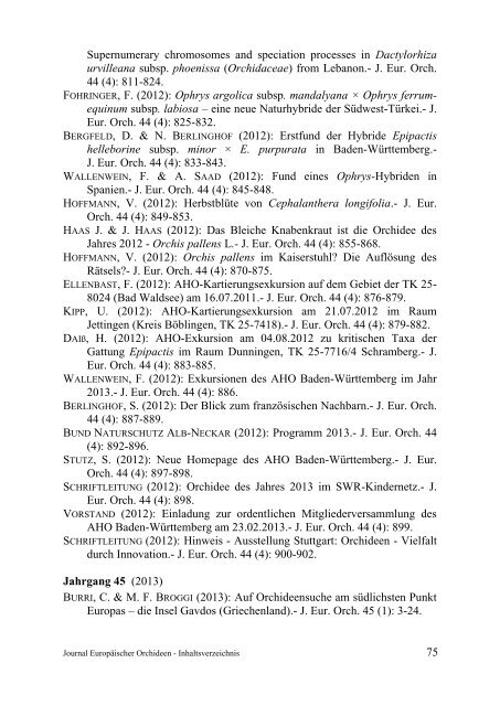 JEO Inhaltsverzeichnis 1-45, 1969-2013 - AHO Baden-Württemberg