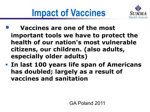 Vaccines: focus on adults - Summa Health System