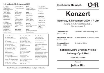 Laura Cromm, Violine Leitung: Cyrill Heri - Orchester Reinach