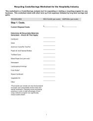 Recycling Costs/Savings Worksheet for the Hospitality Industry Step ...