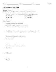 Algebra Chapter 2 Study Guide