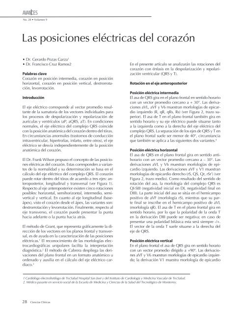 Las posiciones elÃ©ctricas del corazÃ³n - Hospital San JosÃ© Tec de ...