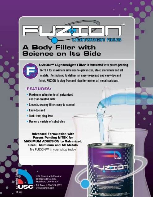 Fuzion Lightweight Body Filler - US Chemical & Plastics