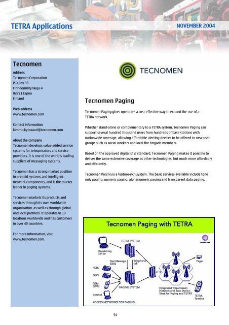 TETRA Applications Catalogue
