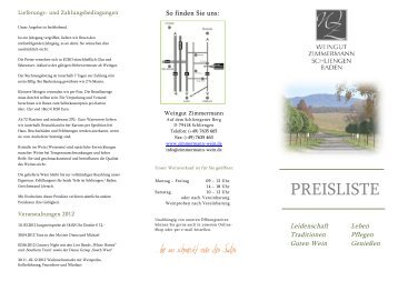 PREISLISTE - Weingut Zimmermann