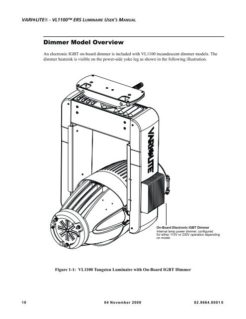 VL1100 ERS Luminaires User's Guide - Vari-Lite