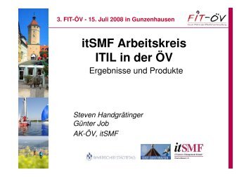 Ergebnisse und Produkte aus dem Arbeitskreis ITIL in der ÃV - FIT-Ã¶V