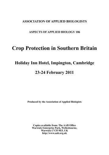 Crop Protection in Southern Britain - Association of Applied Biologists