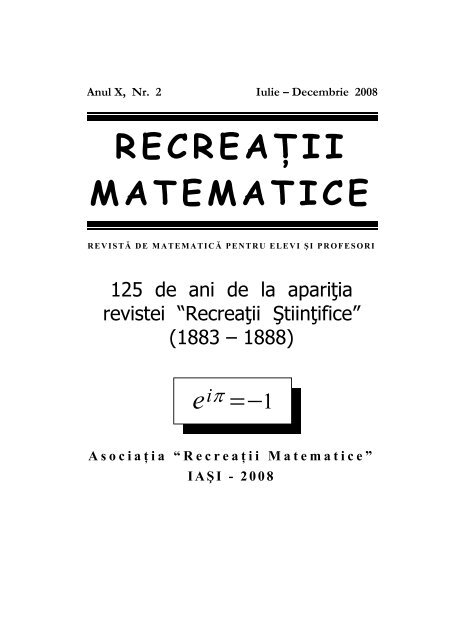 Revista (format .pdf, 1.2 MB) - RecreaÅ£ii Matematice