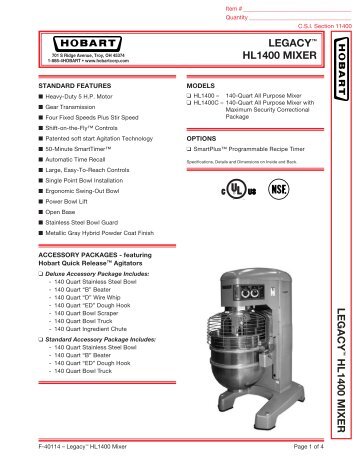 HL-1400 Mixer.pdf - HOBART