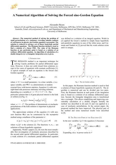 Numerical Algorithm of Solving the Forced sin-Gordon Equation