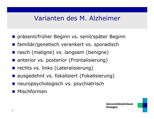 Alzheimer und Varianten