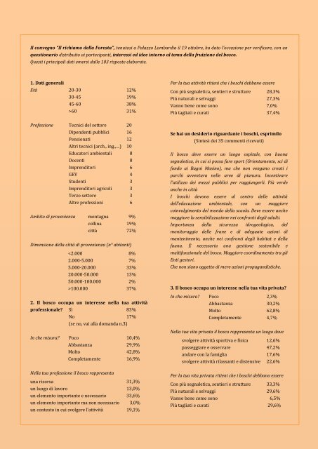 Rapporto stato foreste al 31 dicembre 2011 - Ersaf