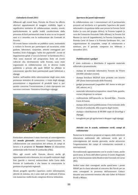 Rapporto stato foreste al 31 dicembre 2011 - Ersaf