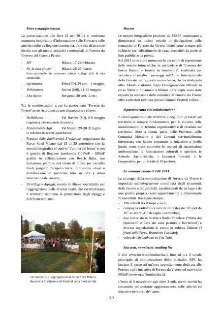 Rapporto stato foreste al 31 dicembre 2011 - Ersaf