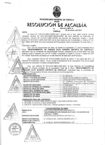 RESOLUCION DE ALCAIDIA - Municipalidad Distrital de Castilla