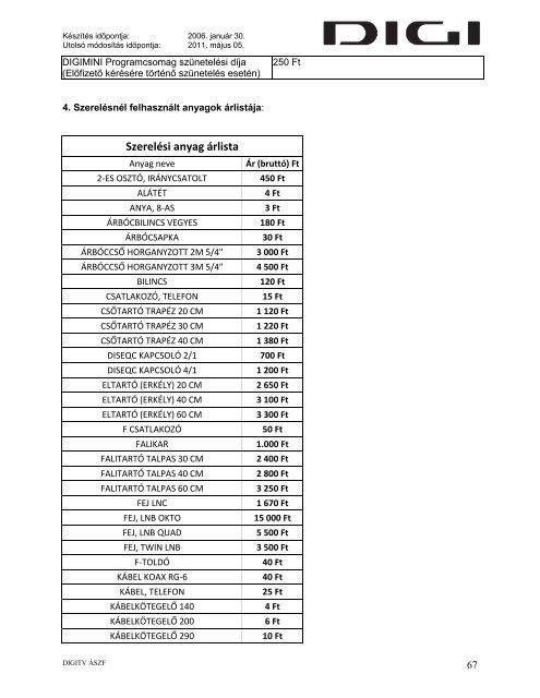 DIGI TÃVKÃZLÃSI ÃS SZOLGÃLTATÃ KFT. âDIGI TVâ DIGITÃLIS ...