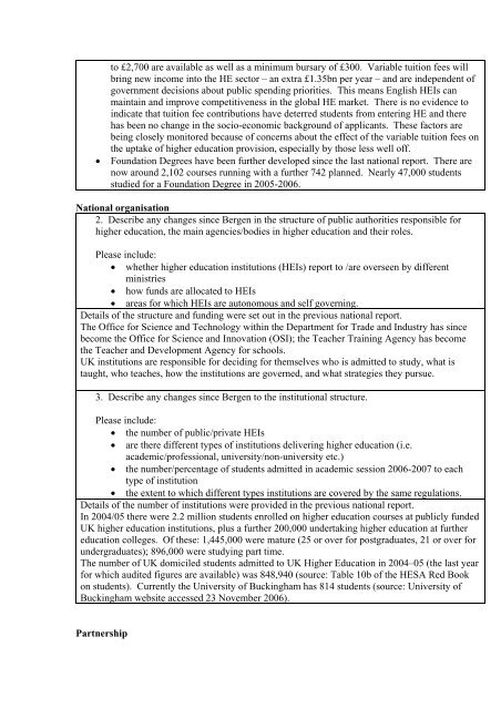 BOLOGNA PROCESS - UK England, Wales & Northern Ireland