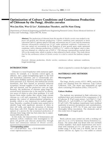 Optimization of Culture Conditions and Continuous Production of ...