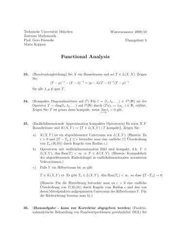 Blatt 9 - TUM M7/Analysis - Technische UniversitÃ¤t MÃ¼nchen