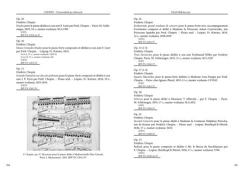 Lista chopinianÃ³w - BibliothÃ¨que Polonaise Ã  Paris