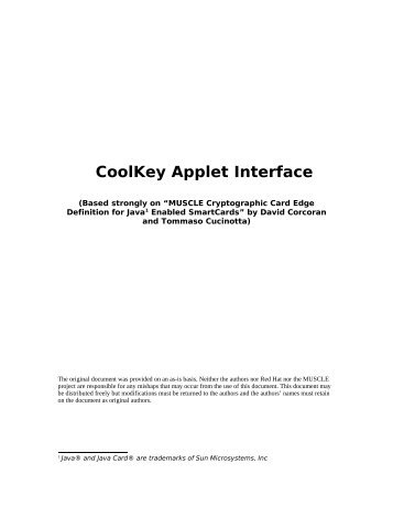 CoolKey Applet Interface - Dogtag Certificate System